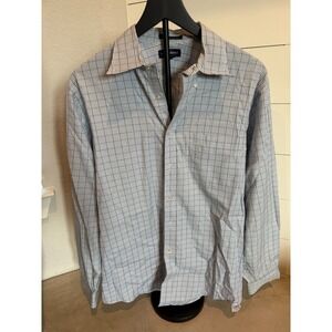 Lands' End Men's Pinpoint Oxford Plaid Button Down Shirt 15.5-34‎